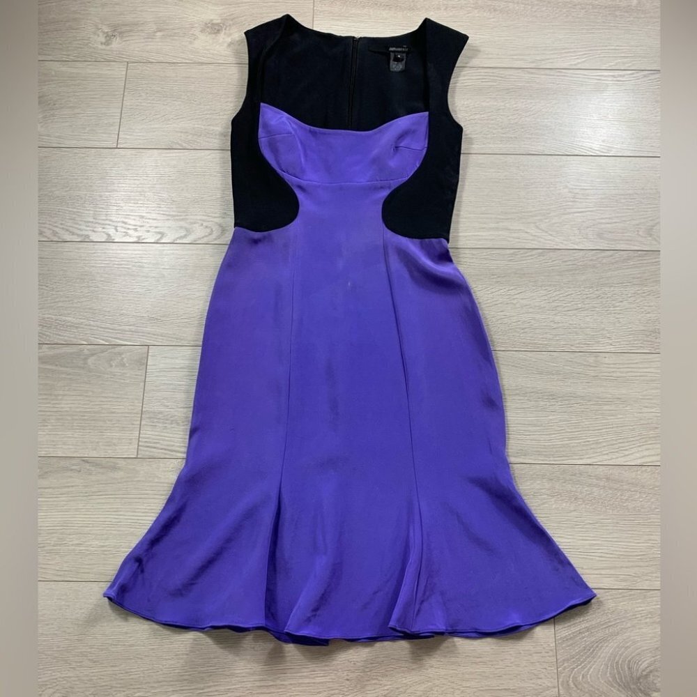 Jay Godfrey Black Purple Silk Sheath Cocktail Dress - Picture 2 of 11